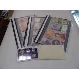 (4) 3 folders of bank notes and coins