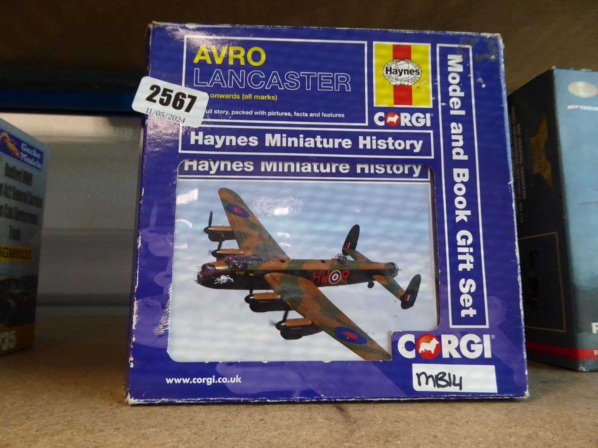 Corgi Avro Lancaster aeroplane model and book gift set