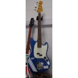 +VAT Squire Mustang bass electric guitar in blue and cream