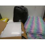 +VAT Box of flat pack shoe boxes, length of multi colour fabric and bag of inner cushion pads