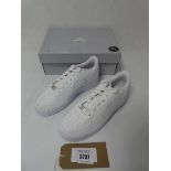 +VAT Boxed pair of customized Nike Air Force 1, white sparkly and red soles, UK 10