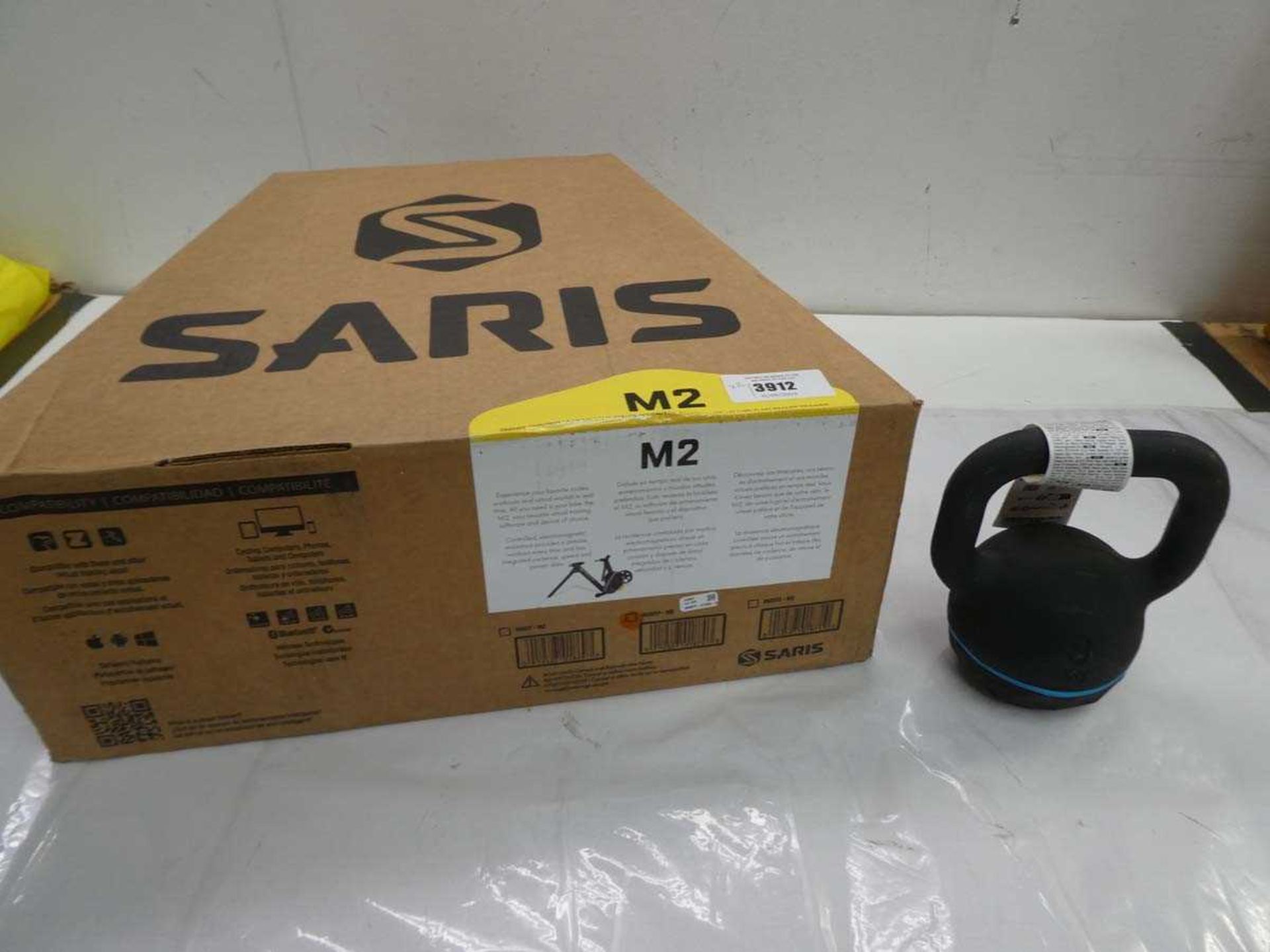 +VAT Boxed and sealed Saris M2 smart trainer and 8kg kettlebell