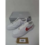 +VAT Boxed pair of customized Nike Air Force 1, white and red, UK 10