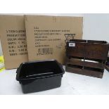+VAT 2 x 3 tier clothes airers, wooden storage box and washing up bowl