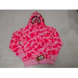 +VAT A Bathing Ape World Gone Mad shark hoodie in pink size XL (hanging)