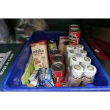 Box of mixed assorted food to include Heinz soup, Grenade bars and drinks etc