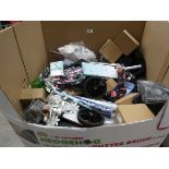 +VAT Large pallet box of household sundries including storage boxes, shelves, wallpaper, window