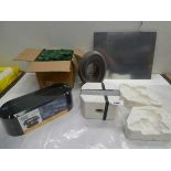 +VAT Box containing Easter bunny molds, Christmas garland, cable tidy unit, tea light holder and