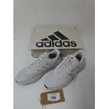+VAT Boxed pair of men's Adidas trainers, white, UK 8.2