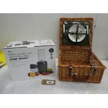 +VAT Wilko Power blender and Wicker Basket with 2 piece picnic set