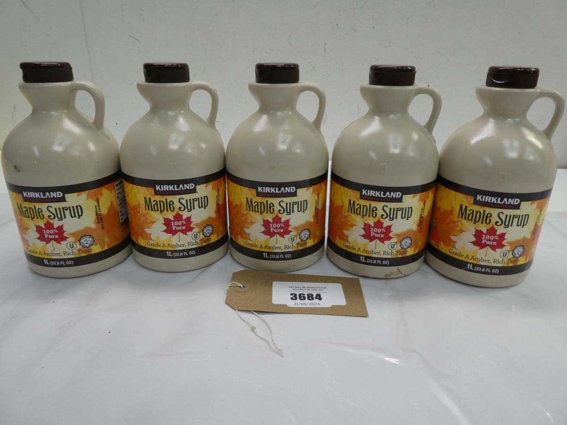 +VAT 5 x 1L bottles of Kirkland Maple Syrup