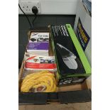 Tray containing handheld turbo vacuum cleaner, heavy duty rope and car safe