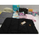 +VAT Pushchair foot muffs, Scoop feeding set, Anti colic bottles, Pampers nappies, black out curtain