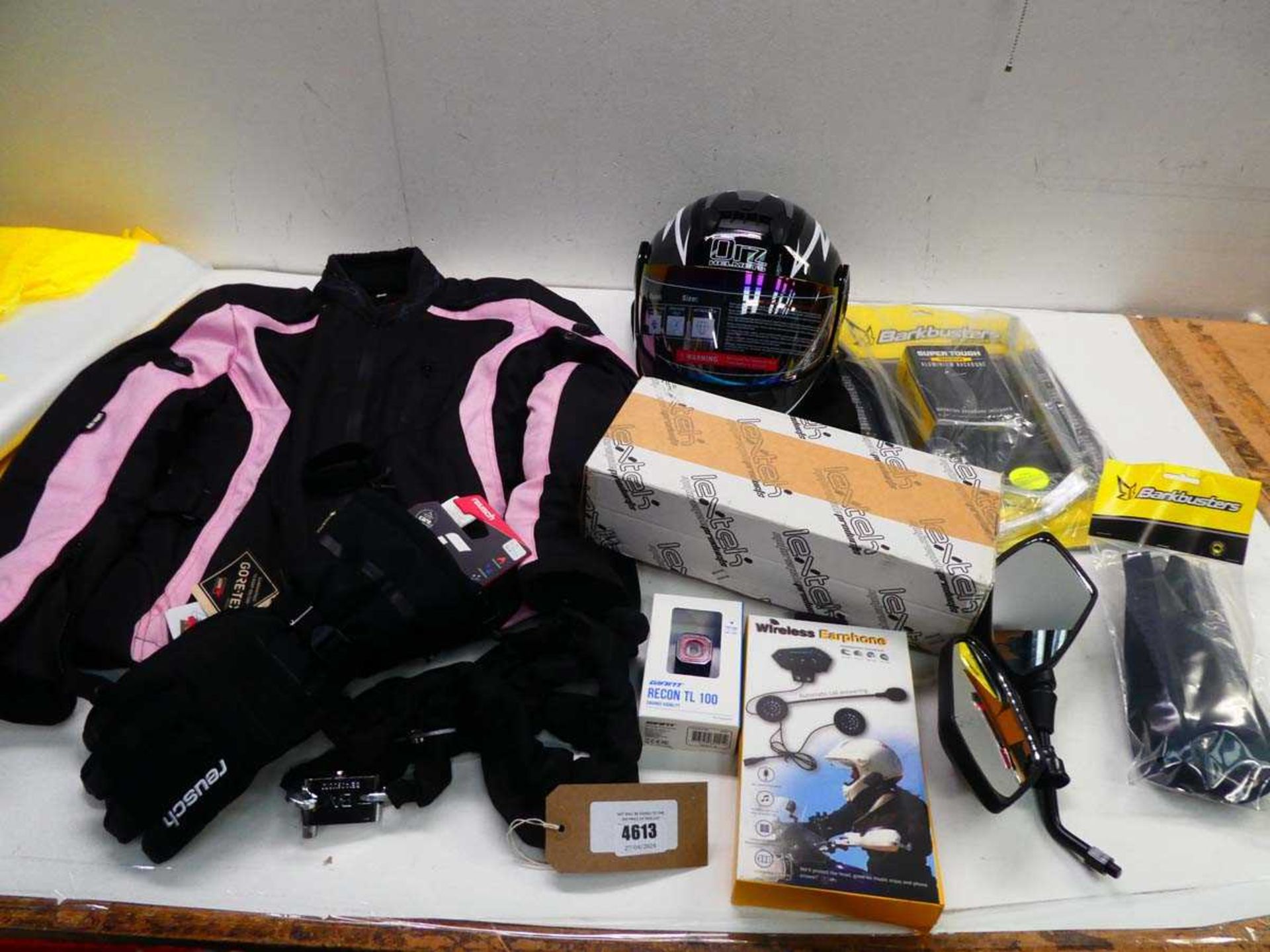Motorcycle items to include Reusch gloves, Orz helmet, Barkbusters hand guards and wind - Image 2 of 2