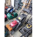 Honda petrol powered rotary mower with grass box