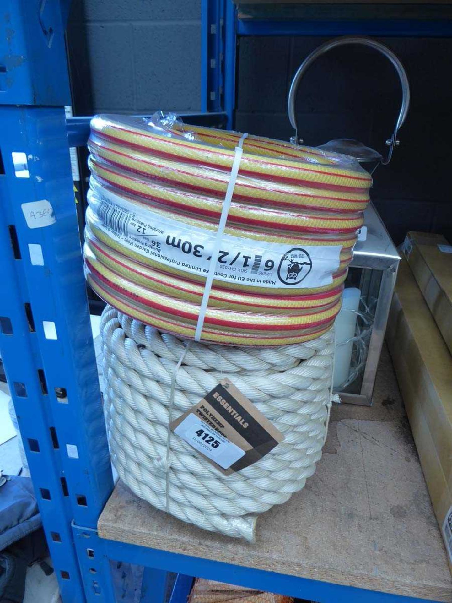 +VAT Roll of polyhemp twisted rope and a hose pipe