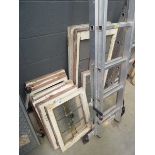 Quantity of wooden stained glass window panels