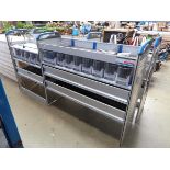 Double section blue and grey van rack with pull-out drawers