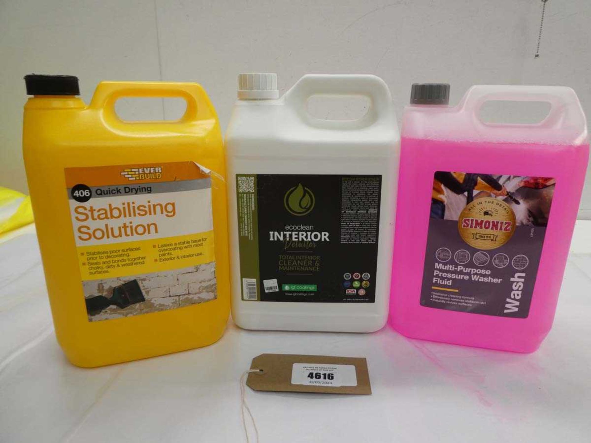+VAT 5L containers of Pressure Washer fluid, Interior Detailer and Stabilising Solution