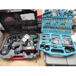 Parkside drill with multi tool attachments and a Makita bit set