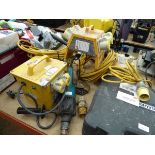 Makita drill 110V with transformer and quantity of junction boxes