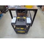 Stanley wheeled toolbox with large quantity of assorted tools
