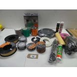 +VAT Sealant, Adhesive, cigarette bin, Flux core mig wire, sanding paper & discs, cutting discs,