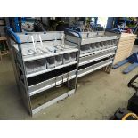 Double section blue and grey van rack with pull-out drawers