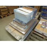 Pallet containing whiteboards, floor mats etc.