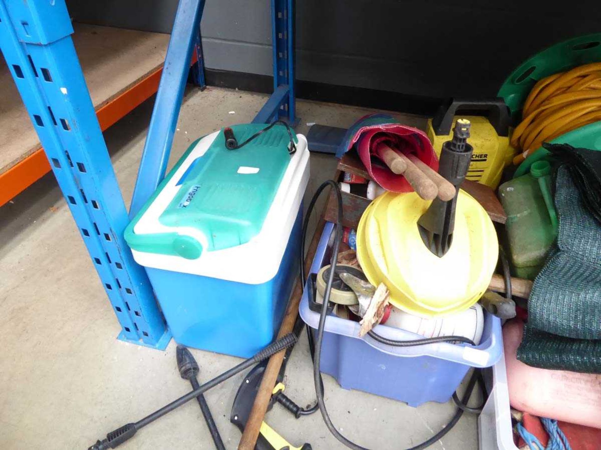 Underbay of assorted items inc. leaf blowers, Karcher pressure washers, coolboxes, tools, mesh etc. - Image 4 of 4