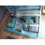 Makita SDS battery drill with 2 batteries and charger