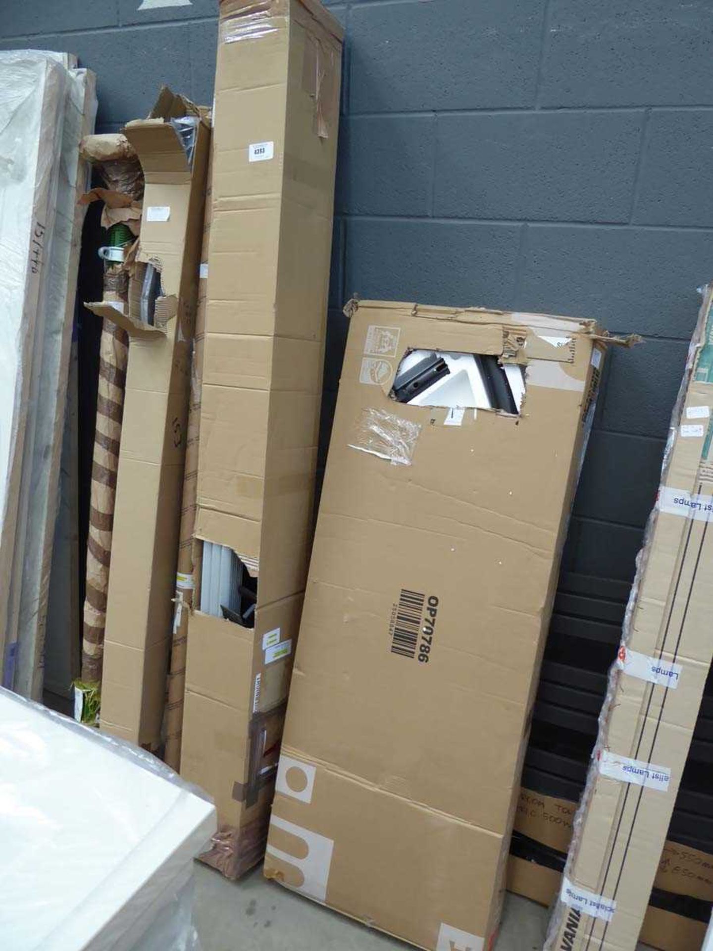 +VAT Boxed flatpack unit and a box containing aluminium bars