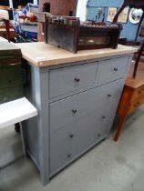 Contemporary chest of 2 short over 3 long drawers in grey