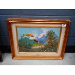 Ponticelli (Italian School), Mountainous landscape, signed, oil on canvas, 28 x 38 cm Framed and