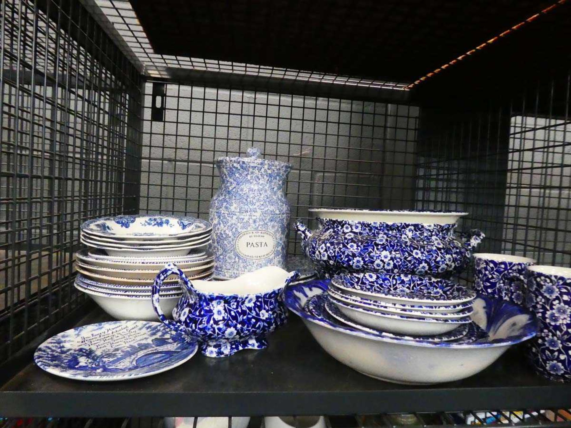 +VAT 3 cages of blue and white china, ornamental figures etc - Image 2 of 4