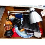 (2) (3) Box containing adjustable lights, figural money boxes etc.