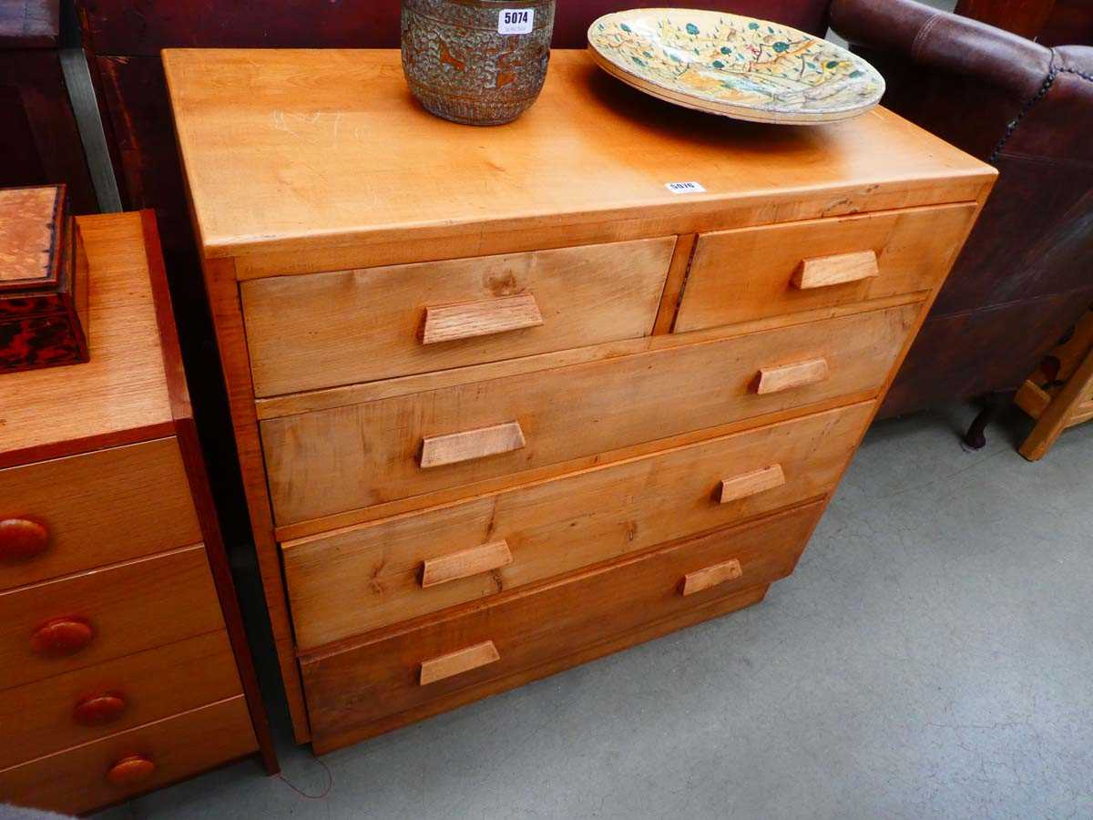 Beech utility chest of 2 over 3 drawers