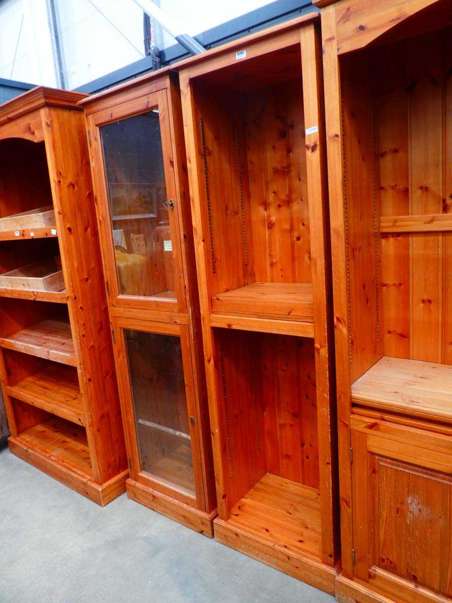 Two pine cabinets with fitted shelves