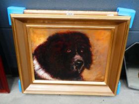 Oil on canvas of a dog, by J. Russel