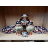Quantity of Imari plates and trinket box to include lidded pots and oriental ginger jars Few