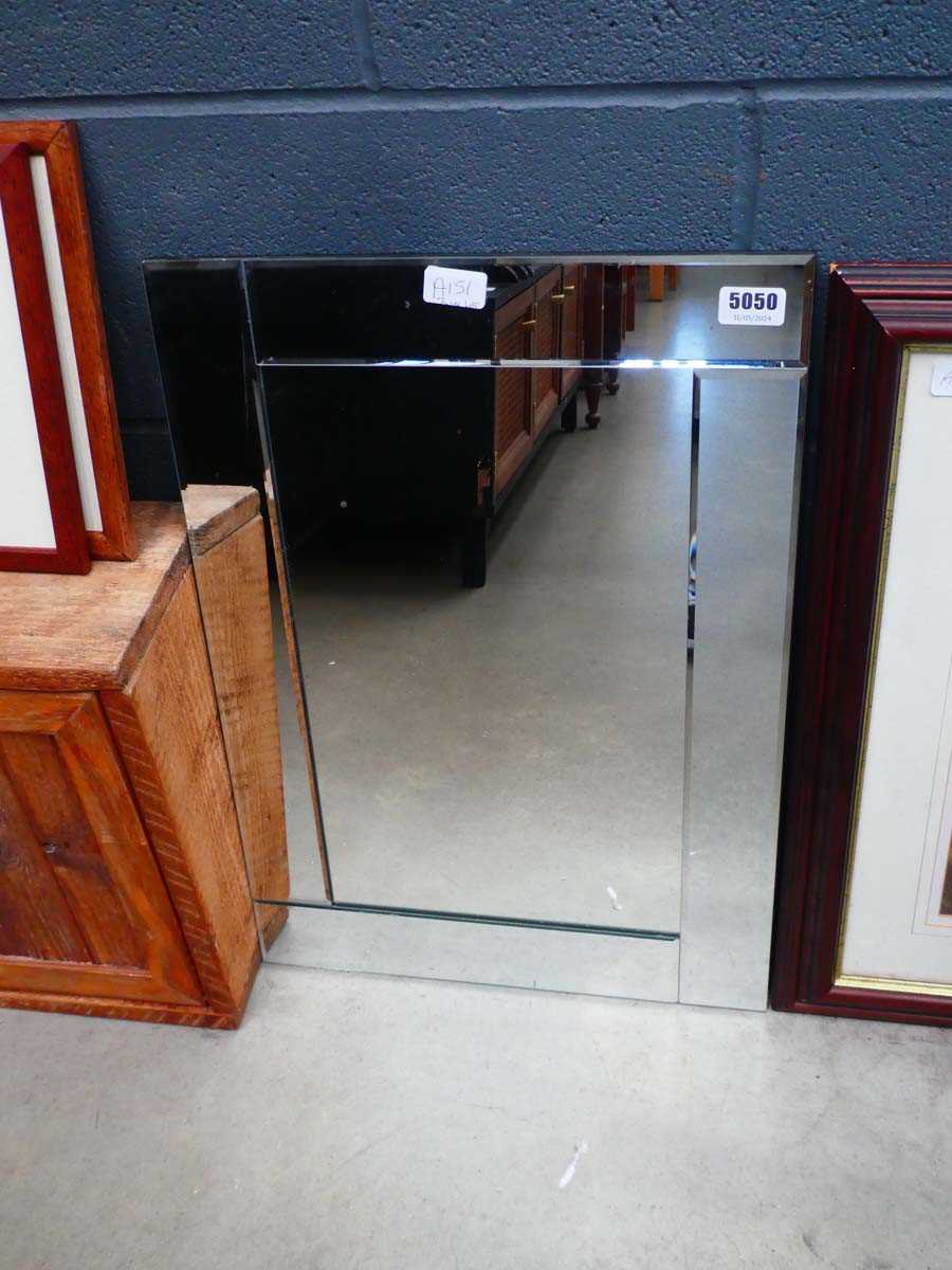 Pair of mirrored bevelled mirrors