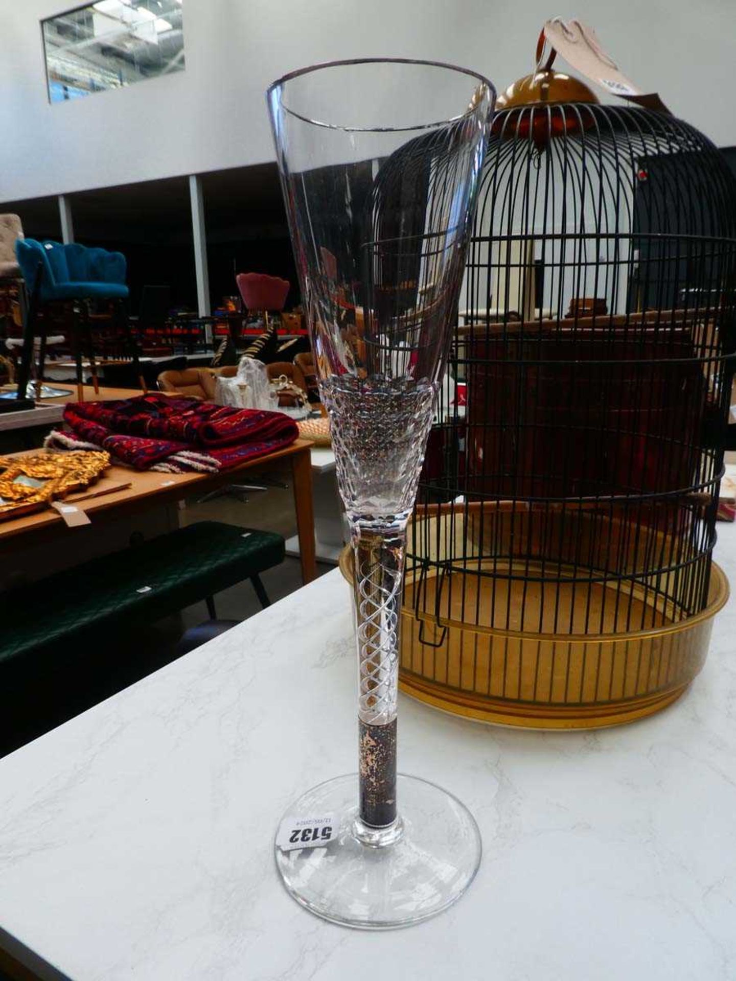 An air twist stem drinking glass of oversized proportions, h. 40.5 cm
