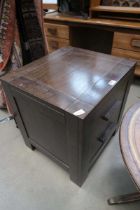 Dark wood lamp table with two drawers under