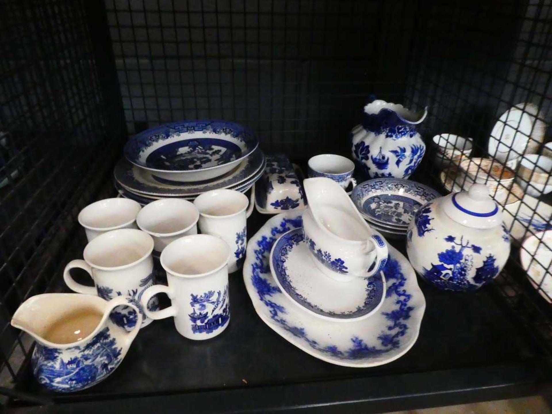 +VAT 3 cages of blue and white china, ornamental figures etc - Image 4 of 4