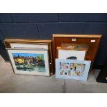 Still life watercolour by T.F Collier, together with 4 prints