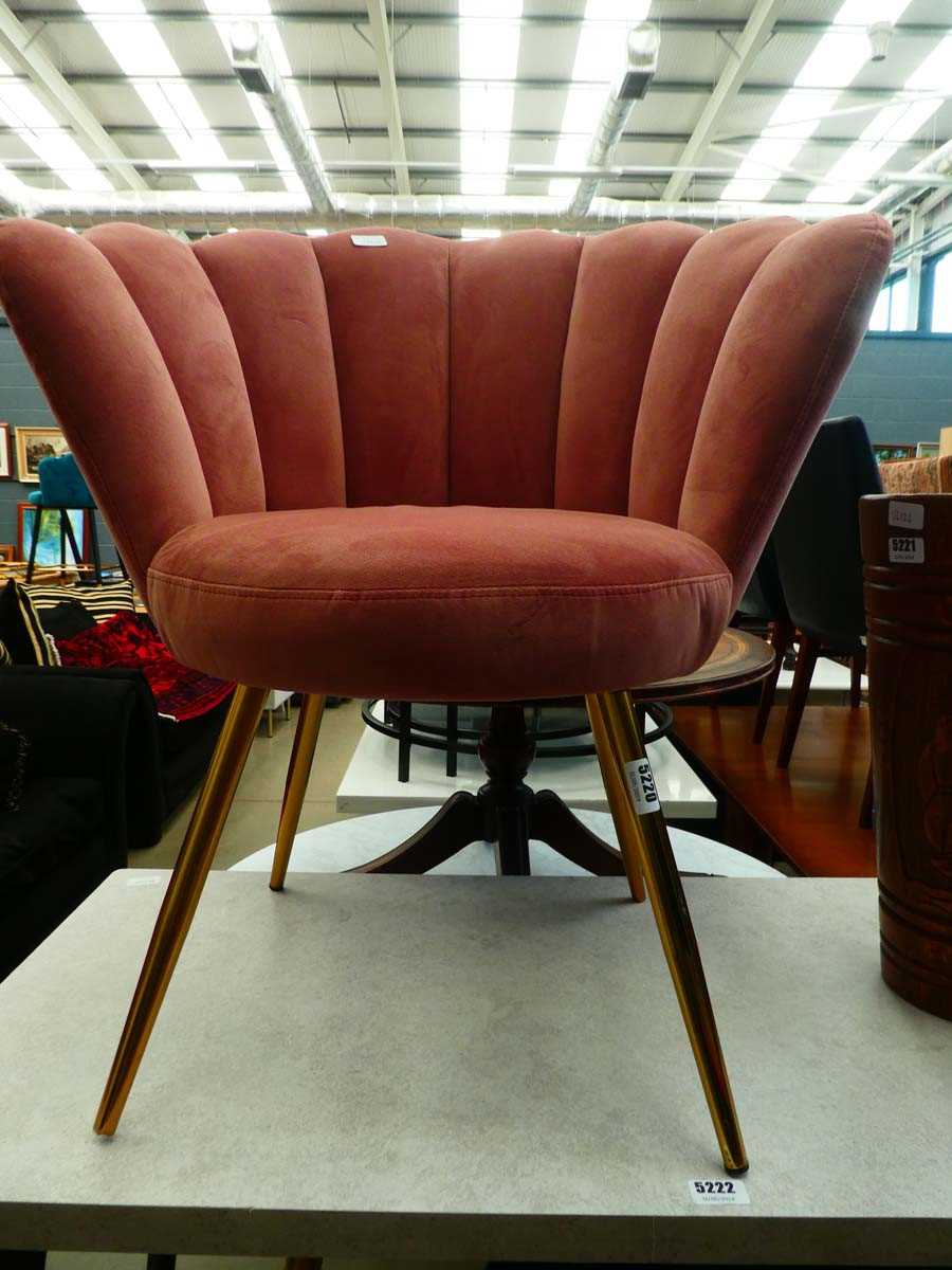 Salmon pink shell backed armchair
