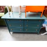 Blue painted chest of 6 drawers