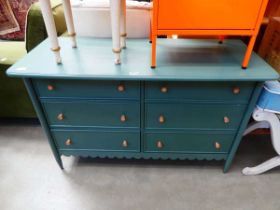Blue painted chest of 6 drawers