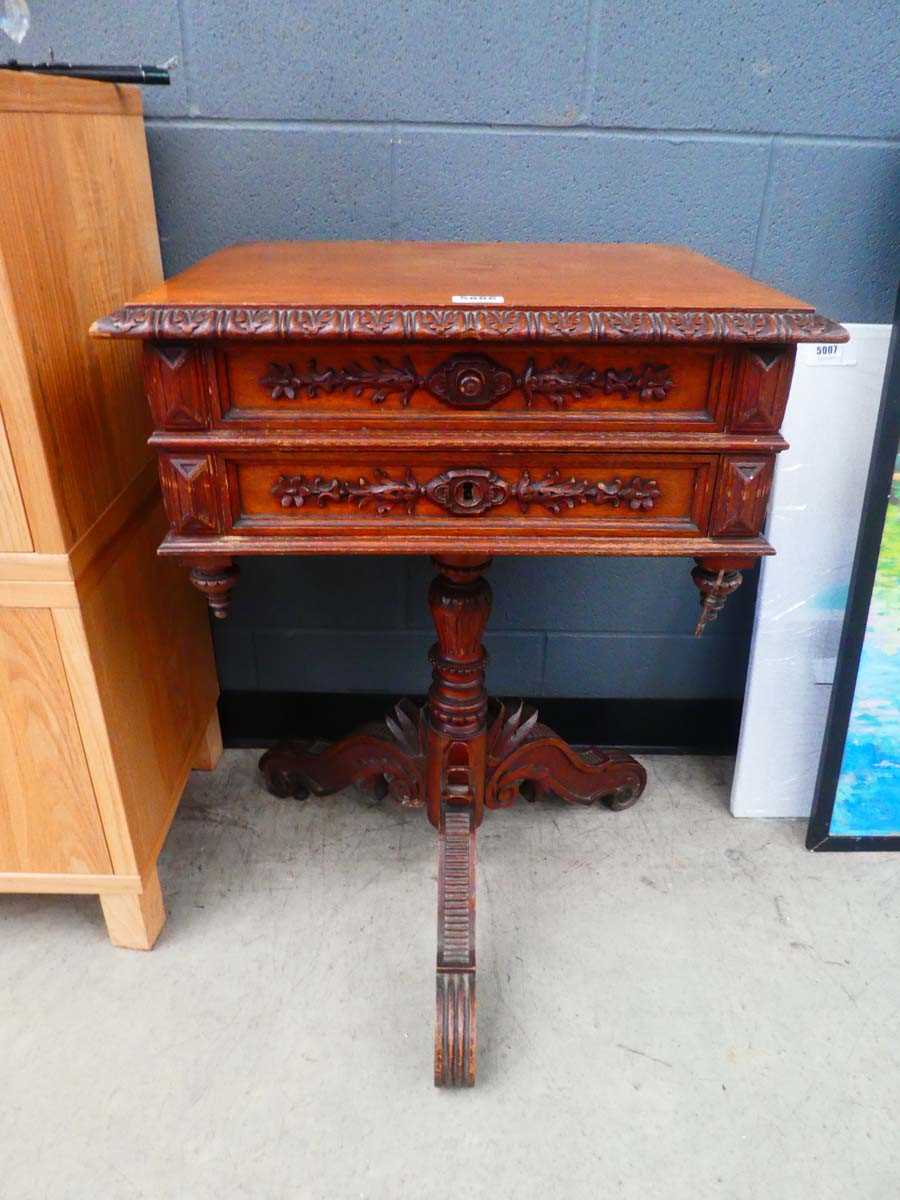 Victorian oak sewing table