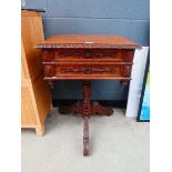 Victorian oak sewing table